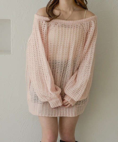 Ambre Neige（アンブルネージュ）の「multi way ribbon mesh knit / マルチウェイリボンメッシュニット（ニット/セーター・レディース・オレンジ/ライトブルー/ベビーピンク/アイボリー・FREE）」の12枚目の写真