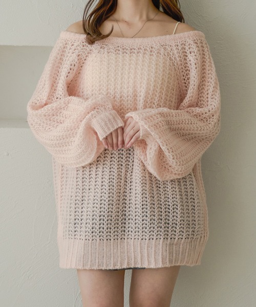 Ambre Neige（アンブルネージュ）の「multi way ribbon mesh knit / マルチウェイリボンメッシュニット（ニット/セーター・レディース・オレンジ/ライトブルー/ベビーピンク/アイボリー・FREE）」の13枚目の写真