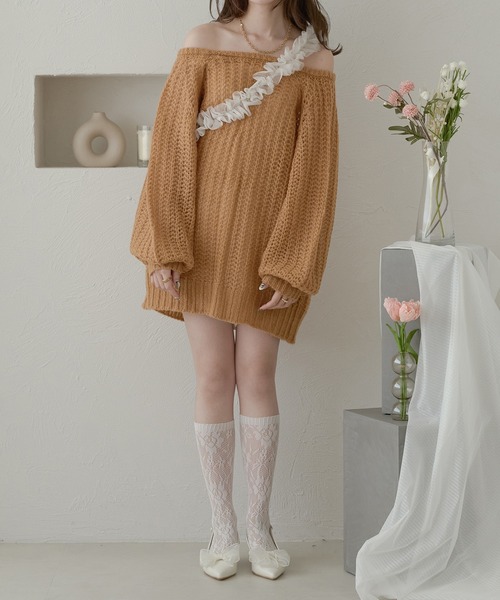 セール】multi way ribbon mesh knit / マルチウェイリボン