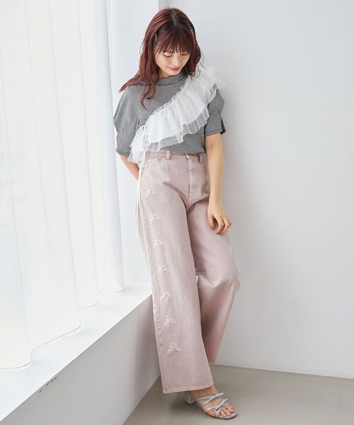 MAJESTIC LEGON(マジェスティックレゴン)の「チュールフリルマルチビスチェ(ベスト・レディース・オフホワイト/ブラック・FREE)」の3枚目の写真