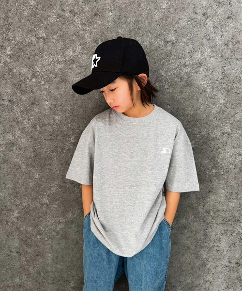 STARTER（スターター）の「STARTER　オーバーサイズ　ロゴ刺繍T（Tシャツ/カットソー・キッズ・ベージュ/オフホワイト/杢グレー/ダークグリーン/ブラック/チャコール/ネイビー/パープル・140cm/130cm/160cm/150cm/120cm/110cm）」の3枚目の写真