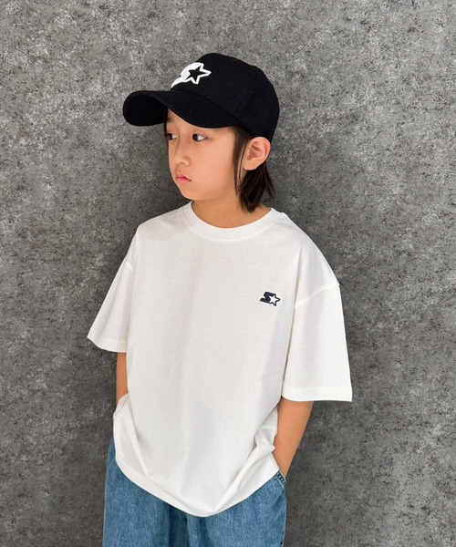 STARTER（スターター）の「STARTER　オーバーサイズ　ロゴ刺繍T（Tシャツ/カットソー・キッズ・ベージュ/オフホワイト/杢グレー/ダークグリーン/ブラック/チャコール/ネイビー/パープル・140cm/130cm/160cm/150cm/120cm/110cm）」の2枚目の写真