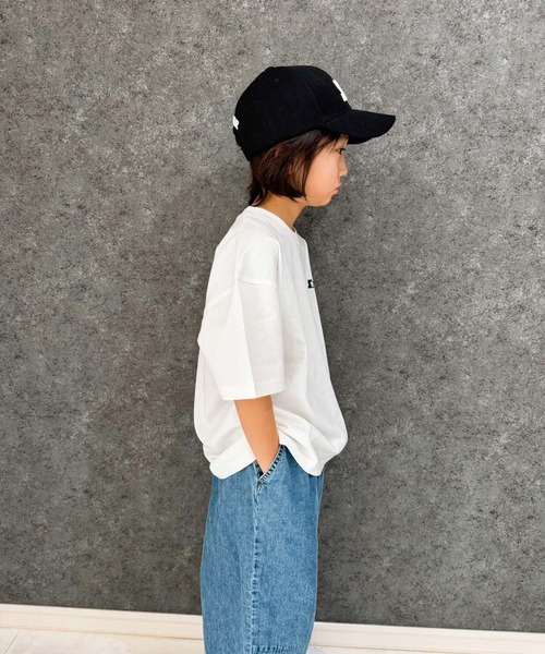 STARTER（スターター）の「STARTER　オーバーサイズ　ロゴ刺繍T（Tシャツ/カットソー・キッズ・ベージュ/オフホワイト/杢グレー/ダークグリーン/ブラック/チャコール/ネイビー/パープル・140cm/130cm/160cm/150cm/120cm/110cm）」の9枚目の写真