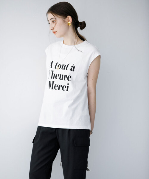 La TOTALITE（ラトータリテ）の「フレンチスリーブロゴプルオーバー（Tシャツ/カットソー・レディース・ホワイト/ブラック/ピンク・FREE）」の8枚目の写真