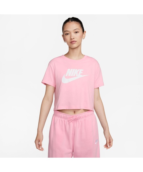NIKE（ナイキ）の「ナイキ NIKE ナイキ  エッセンシャル クロップ アイコン フレンチテリー Tシャツ（Tシャツ/カットソー・レディース・ピンク/ブラック/ホワイト/グレー・S/M/L/XL）」の4枚目の写真