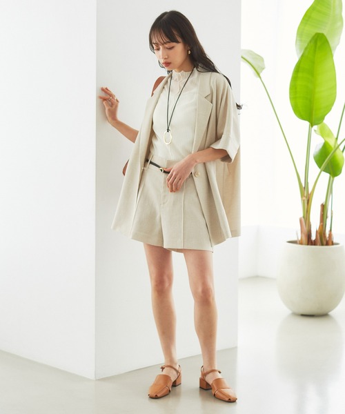 VIS（ビス）の「リネンライクミニ丈パンツ（その他パンツ・レディース・ライトグレー/ブラック/ホワイト系その他5・M/S）」の19枚目の写真