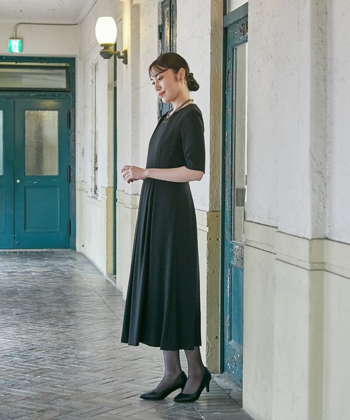 新品☆Lトール喪服礼服ロングワンピースアンサンブル黒フォーマル☆u301 高身長 【喪服・礼服】 洗えるフォーマルアンサンブル