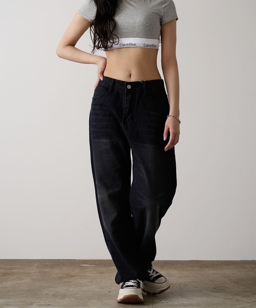 Chick（チック）の「▲Wide Straight Vintage Denim / ワイドストレートヴィンテージデニム（デニムパンツ・レディース・ブラック・L/M/S）」の15枚目の写真