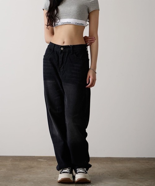 Chick（チック）の「▲Wide Straight Vintage Denim / ワイドストレートヴィンテージデニム（デニムパンツ・レディース・ブラック・L/M/S）」の16枚目の写真