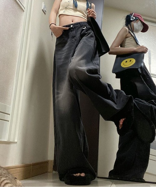 Chick（チック）の「▲Wide Straight Vintage Denim / ワイドストレートヴィンテージデニム（デニムパンツ・レディース・ブラック・L/M/S）」の17枚目の写真