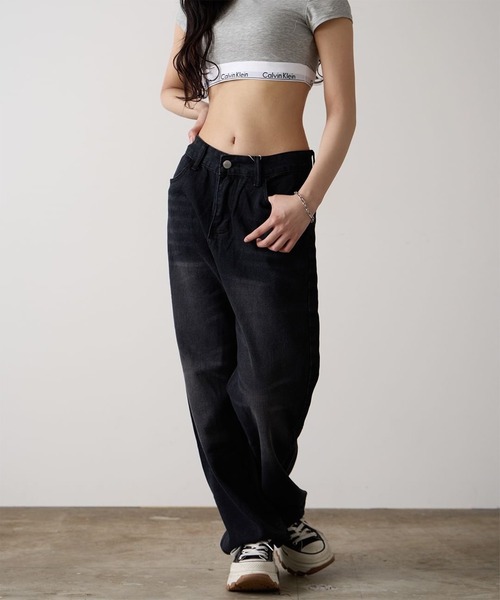 Chick（チック）の「▲Wide Straight Vintage Denim / ワイドストレートヴィンテージデニム（デニムパンツ・レディース・ブラック・L/M/S）」の20枚目の写真