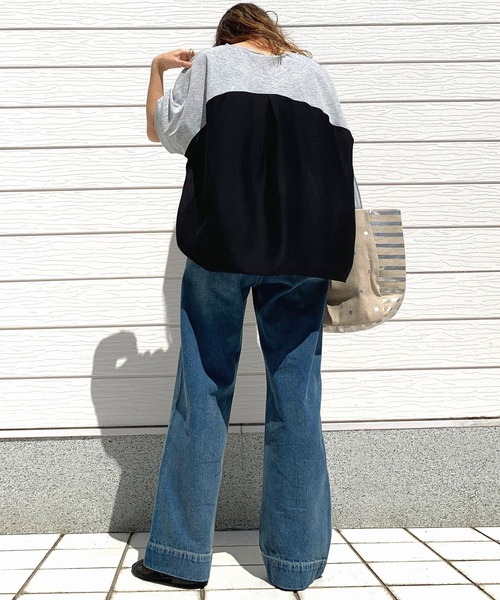 Q（キュー）の「シアードッキングトップス（Tシャツ/カットソー・レディース・グレー/オリーブ/ホワイト・MEDIUM）」の20枚目の写真