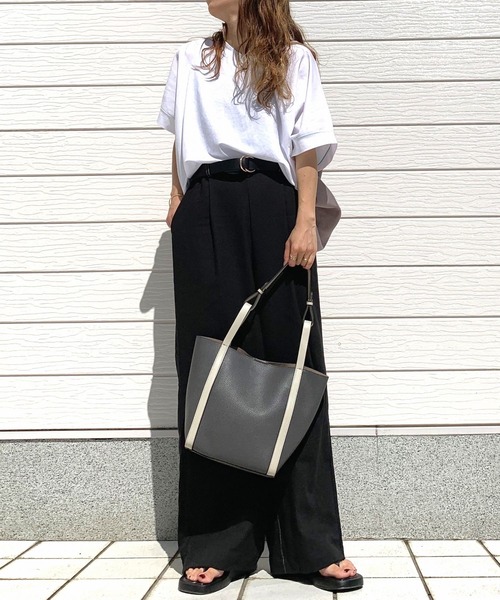 Q（キュー）の「シアードッキングトップス（Tシャツ/カットソー・レディース・グレー/オリーブ/ホワイト・MEDIUM）」の14枚目の写真