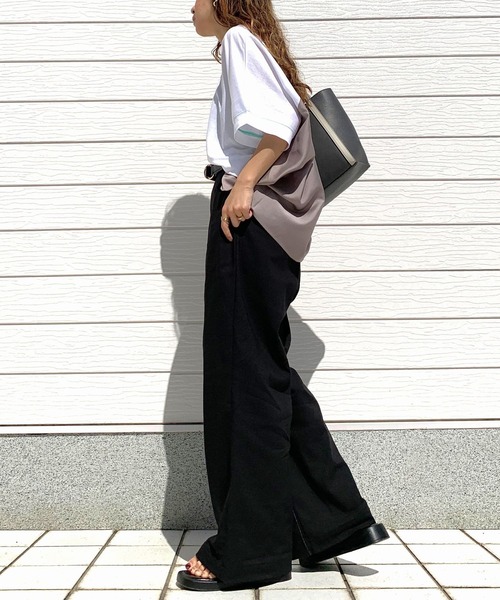 Q（キュー）の「シアードッキングトップス（Tシャツ/カットソー・レディース・グレー/オリーブ/ホワイト・MEDIUM）」の15枚目の写真