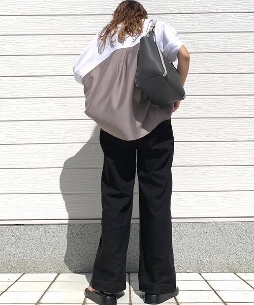 Q（キュー）の「シアードッキングトップス（Tシャツ/カットソー・レディース・グレー/オリーブ/ホワイト・MEDIUM）」の16枚目の写真