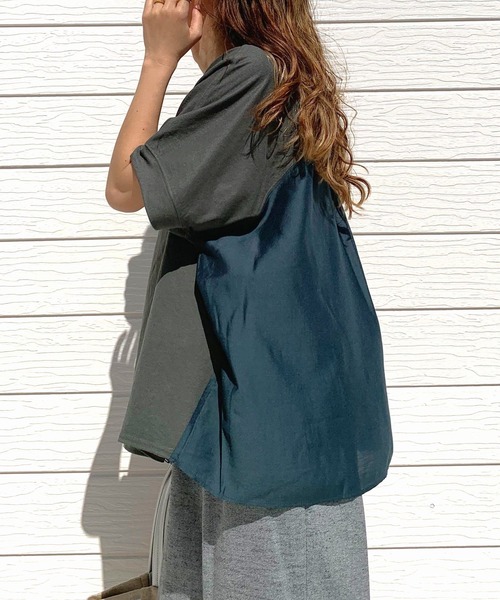 Q（キュー）の「シアードッキングトップス（Tシャツ/カットソー・レディース・グレー/オリーブ/ホワイト・MEDIUM）」の8枚目の写真