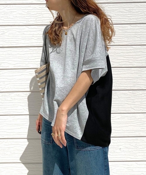 Q（キュー）の「シアードッキングトップス（Tシャツ/カットソー・レディース・グレー/オリーブ/ホワイト・MEDIUM）」の11枚目の写真