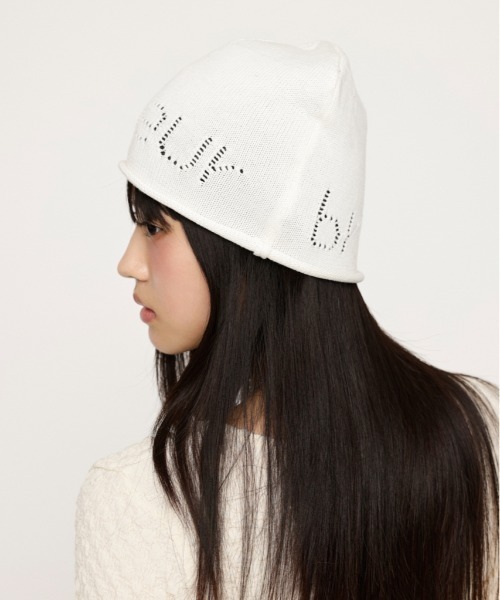 SLY（スライ）の「EYELET SUMMER BEANIE アイレット サマー ビーニー（ニットキャップ/ビーニー・レディース・杢グレー/ブラック/ホワイト・FREE）」の6枚目の写真