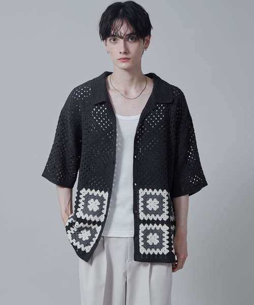 LUCY（ルーシー）の「LUCY/クロシェラインニットシャツ（シャツ/ブラウス・メンズ・ダークグレー/ライトグレー・LARGE/MEDIUM）」の15枚目の写真