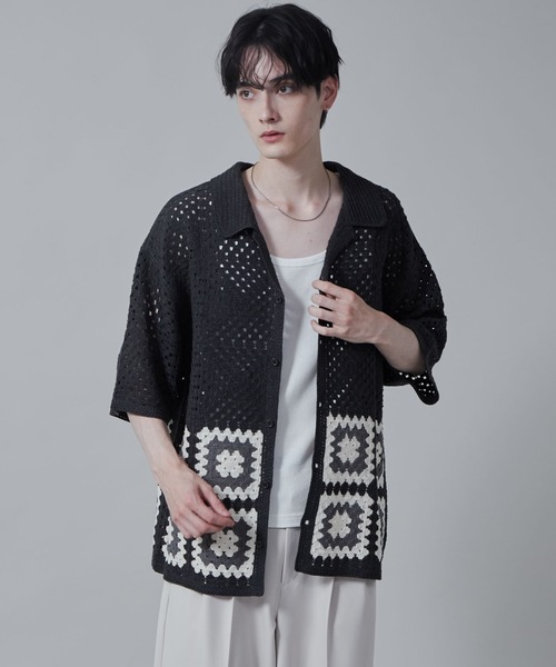 LUCY（ルーシー）の「LUCY/クロシェラインニットシャツ（シャツ/ブラウス・メンズ・ダークグレー/ライトグレー・LARGE/MEDIUM）」の14枚目の写真