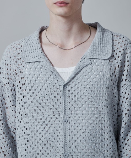 LUCY（ルーシー）の「LUCY/クロシェラインニットシャツ（シャツ/ブラウス・メンズ・ダークグレー/ライトグレー・LARGE/MEDIUM）」の5枚目の写真