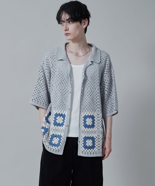 LUCY（ルーシー）の「LUCY/クロシェラインニットシャツ（シャツ/ブラウス・メンズ・ダークグレー/ライトグレー・LARGE/MEDIUM）」の11枚目の写真