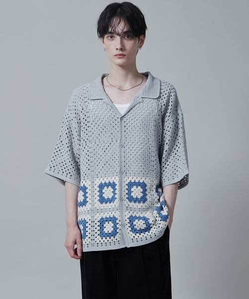 LUCY（ルーシー）の「LUCY/クロシェラインニットシャツ（シャツ/ブラウス・メンズ・ダークグレー/ライトグレー・LARGE/MEDIUM）」の12枚目の写真