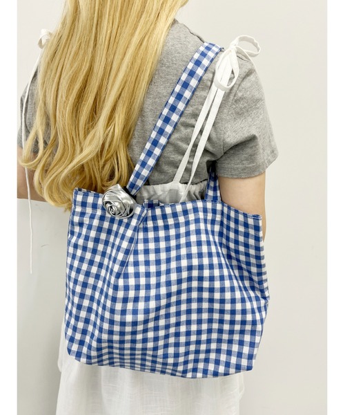 WC（ダブル シー）の「ギンガムチェックトートバッグ（トートバッグ・レディース・ブラック/ピンク/ブルー・FREE）」の3枚目の写真