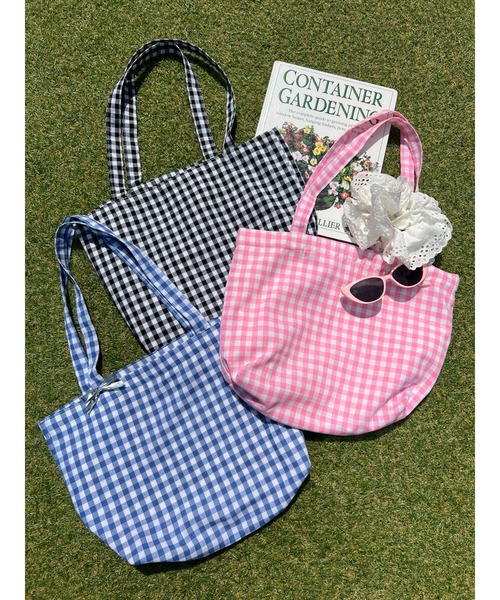 WC（ダブル シー）の「ギンガムチェックトートバッグ（トートバッグ・レディース・ブラック/ピンク/ブルー・FREE）」の2枚目の写真