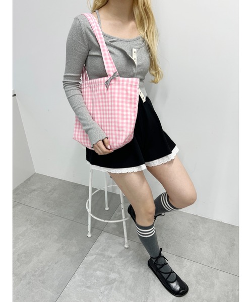 WC（ダブル シー）の「ギンガムチェックトートバッグ（トートバッグ・レディース・ブラック/ピンク/ブルー・FREE）」の17枚目の写真