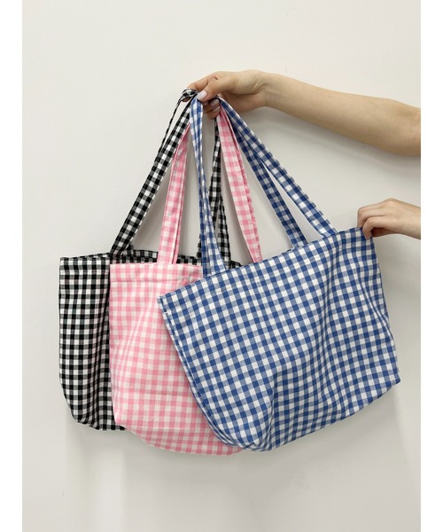 WC（ダブル シー）の「ギンガムチェックトートバッグ（トートバッグ・レディース・ブラック/ピンク/ブルー・FREE）」の16枚目の写真