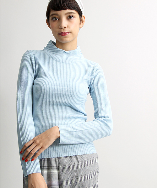 WEGO（ウィゴー）の「WEGO/リブハイネックニット（ニット/セーター・レディース・ネイビー/イエロー系その他/ライトパープル/ホワイト系その他/杢グレー/ブラック/サックスブルー/ワイン/カーキ/オフホワイト・FREE）」の7枚目の写真