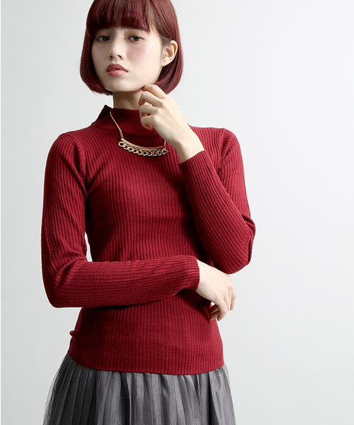 WEGO（ウィゴー）の「WEGO/リブハイネックニット（ニット/セーター・レディース・ネイビー/イエロー系その他/ライトパープル/ホワイト系その他/杢グレー/ブラック/サックスブルー/ワイン/カーキ/オフホワイト・FREE）」の10枚目の写真