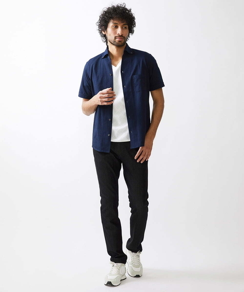 MICHEL KLEIN HOMME (ミッシェルクランオム)の「グレンチェック柄半袖シャツ(シャツ/ブラウス・メンズ・ホワイト/ネイビー・MEDIUM/LARGE/X-LARGE)」の4枚目の写真