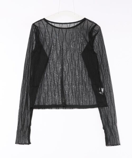 STYLEBLOCK(スタイルブロック)の「柄シアートップス(Tシャツ/カットソー・レディース・アイボリー/ブラック/グレー・FREE)」の6枚目の写真