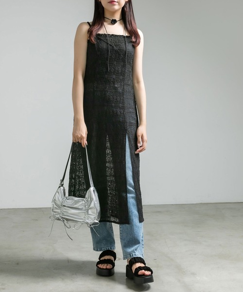 OLIVE des OLIVE（オリーブデオリーブ）の「チョーカー付きレースキャミワンピース　1041090240（ワンピース・レディース・オフホワイト/ブラック/ピンクベージュ・FREE）」の21枚目の写真