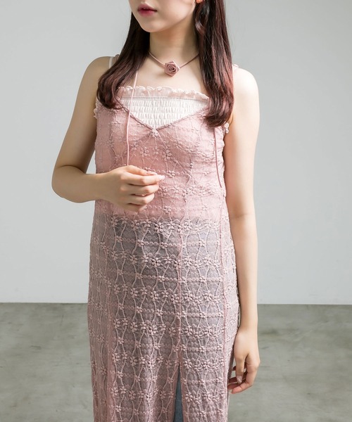 OLIVE des OLIVE（オリーブデオリーブ）の「チョーカー付きレースキャミワンピース　1041090240（ワンピース・レディース・オフホワイト/ブラック/ピンクベージュ・FREE）」の14枚目の写真