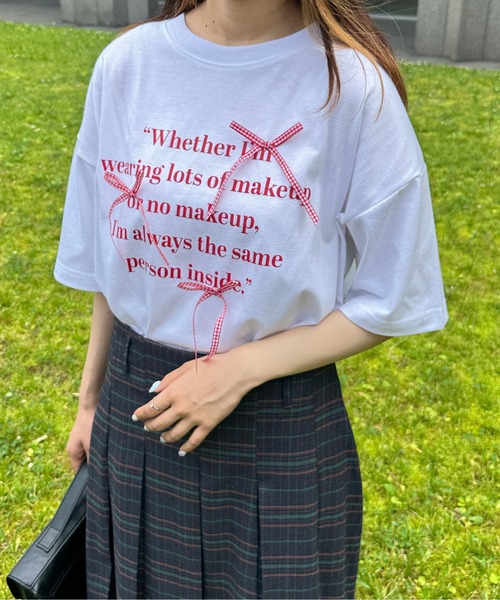 kutir(クティール)の「アソートリボンロゴTシャツ(Tシャツ/カットソー・レディース・レッド/レッド系その他/ブルー系その他/ライトブルー/チャコールグレー/ブラック系その他・FREE)」の6枚目の写真