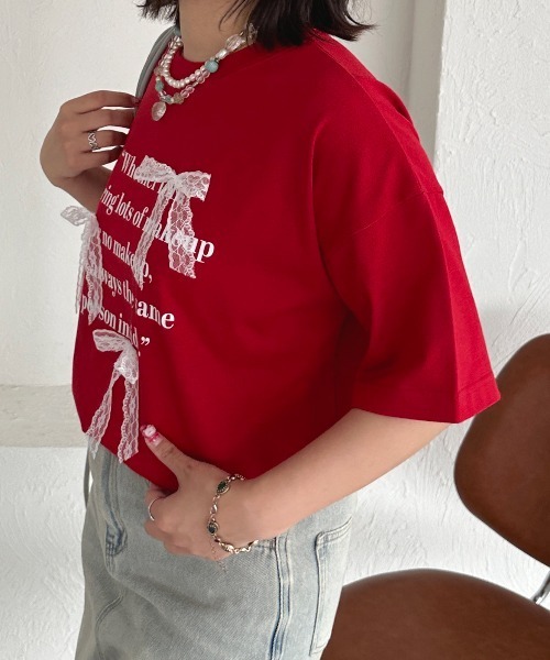 kutir(クティール)の「アソートリボンロゴTシャツ(Tシャツ/カットソー・レディース・レッド/レッド系その他/ブルー系その他/ライトブルー/チャコールグレー/ブラック系その他・FREE)」の15枚目の写真