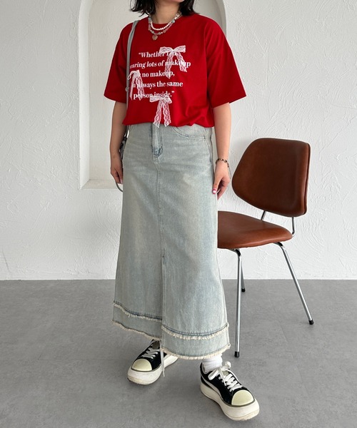 kutir(クティール)の「アソートリボンロゴTシャツ(Tシャツ/カットソー・レディース・レッド/レッド系その他/ブルー系その他/ライトブルー/チャコールグレー/ブラック系その他・FREE)」の13枚目の写真