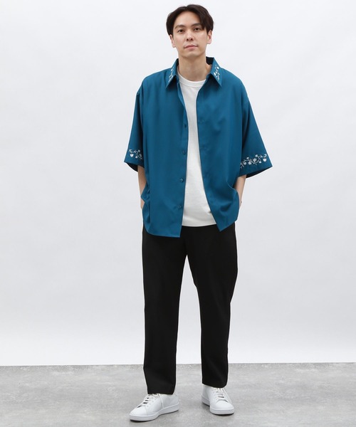 LAKOLE(ラコレ)の「フラワー刺繍シャツ半袖 / 128339(シャツ/ブラウス・メンズ・チャコール/ベージュ/ライトグレー/ブルー・MEDIUM/LARGE/X-LARGE)」の20枚目の写真