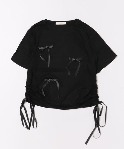 frunco(フランコ)の「【各サイト限定価格】リボンサイドドロストTシャツ(Tシャツ/カットソー・レディース・ブラック/グレー・FREE)」の7枚目の写真