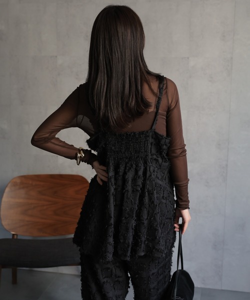 セール】【セットアップ対応】フリンジジャガードキャミソール