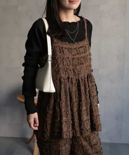 セール】【セットアップ対応】フリンジジャガードキャミソール