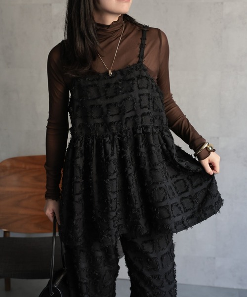 さくらんぼFETICO ボタニカルジャガードキャミソール ブラック