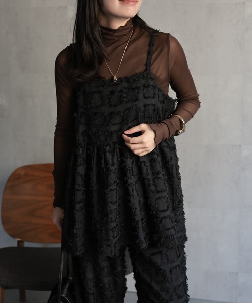 セール】【セットアップ対応】フリンジジャガードキャミソール