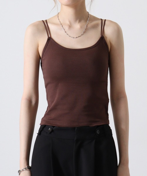 Y/lim(イリム)の「カップ付きバッククロスストラップキャミソール(キャミソール・レディース・ブラック/オフホワイト/グレー/ブラウン/ブラック系・FREE)」の21枚目の写真