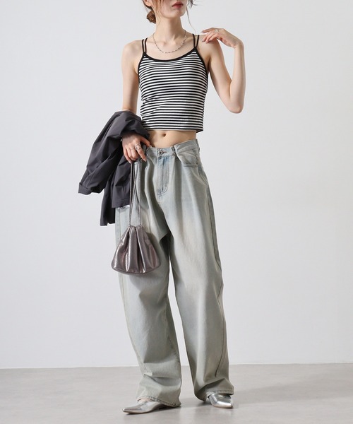 Y/lim(イリム)の「カップ付きバッククロスストラップキャミソール(キャミソール・レディース・ブラック/オフホワイト/グレー/ブラウン/ブラック系・FREE)」の13枚目の写真