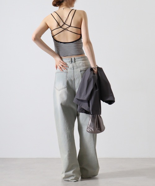 Y/lim(イリム)の「カップ付きバッククロスストラップキャミソール(キャミソール・レディース・ブラック/オフホワイト/グレー/ブラウン/ブラック系・FREE)」の12枚目の写真