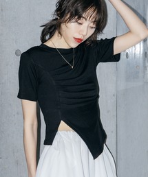 LIENCOEUR | アシンメトリーギャザーTシャツ(Tシャツ/カットソー)